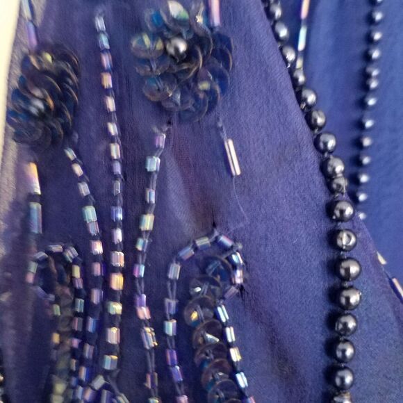 Vintage Mark & John II Pure Silk Intricately Beaded Blouse Made in India M - Picture 6 of 10